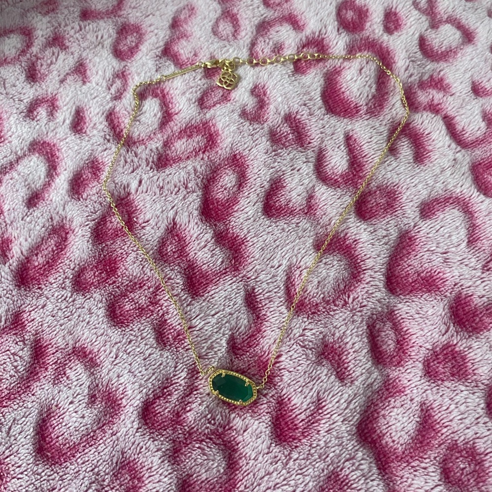 Kendra Scott Gold Necklace with Green Pendant